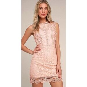 Lulus My Sweetheart Blush Pink Lace Mini Dress XL Feminine Romantic Coquette
